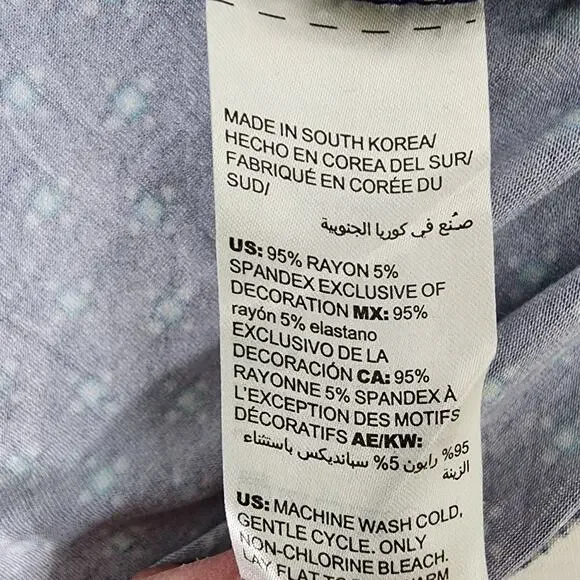 Chico's Patchwork Shirt Women Size 3 US XL Blue Multi Print Bohemian Peasant - Picture 8 of 9